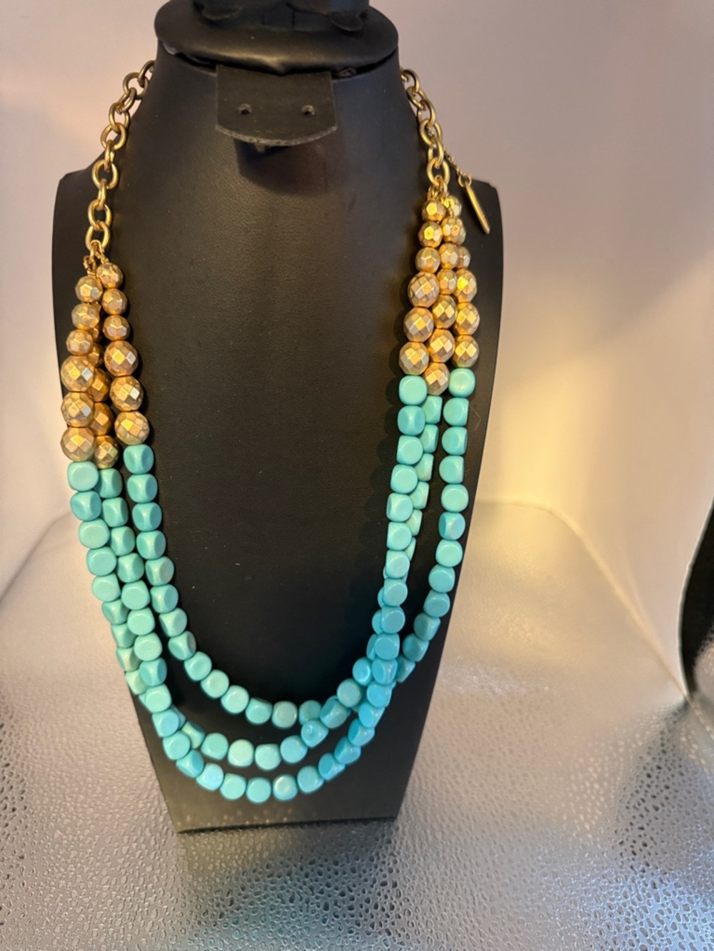 Plunder Turquoise and Gold Layered Bead Necklace